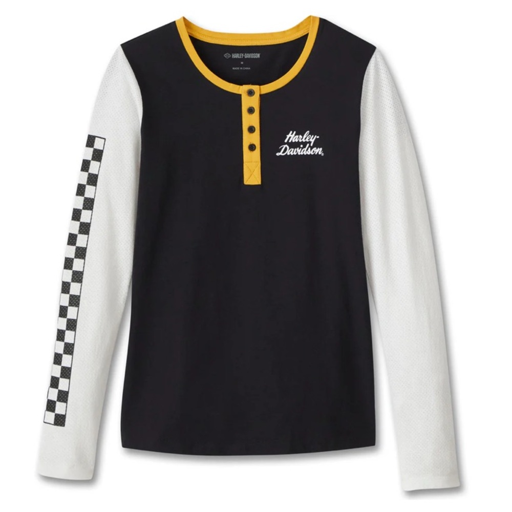 Harley-Davidson Women's Rose Racer Henley Tee